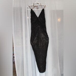 AFRM Black Backless Halter Dress